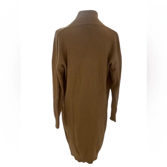 Long Open Front Camel-Colored Cardigan, Medium - Picture 2 of 4